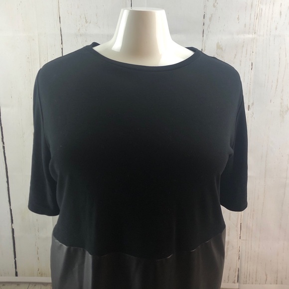 ASOS Black Jersey & Leather (Faux) Split Dress - Picture 3 of 4